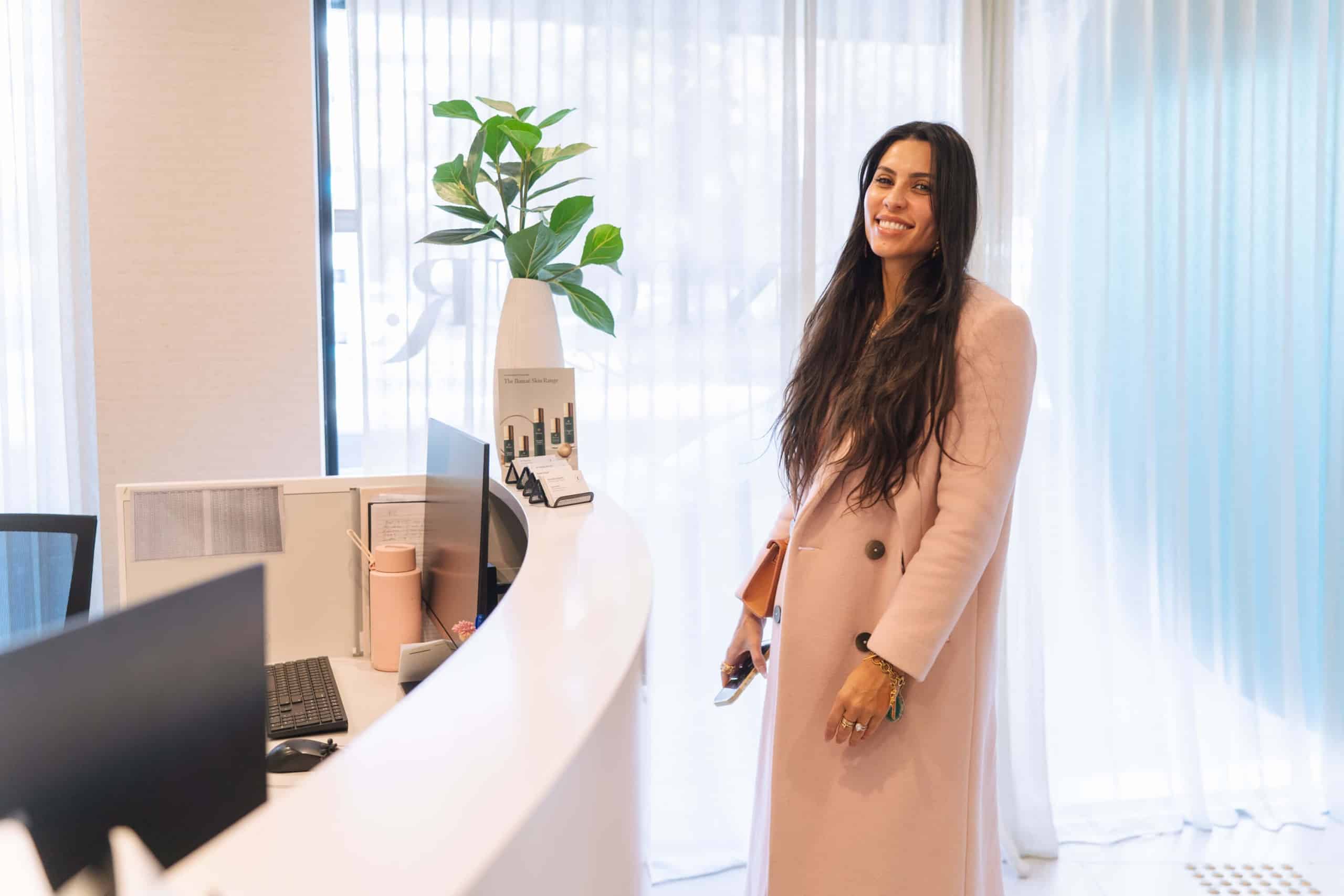 Patient at reception in Miranda Cosmetic Clinic, Skin & Laser at Contour Clinics