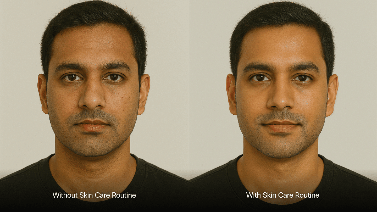 How skincare habits can impact the appearance of your skin - comparison of a person who uses skincare v a person who doesn't on Fitzpatrick Type 4 skin